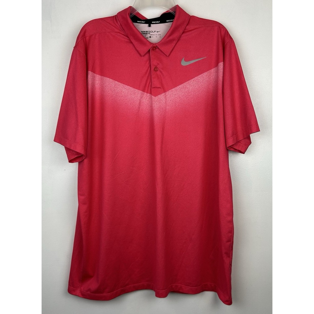Nike Golf Polo Shirt Mens XL Casual Golf Tour Standard Fit Dri Fit Salmon Read